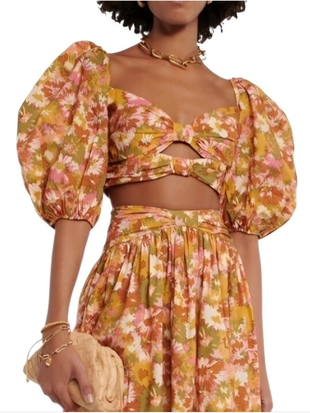 Zimmermann Floral Puff-Sleeve Crop Top
